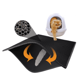 Kitty Cat Litter Mat Trapping Honeycomb Double Layer Design Waterproof Double Layer EVA Cat Litter Pad Waterproof Non-slip Sand Basin Filter Kitt