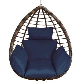 Egg Chair Cushion Hanging Basket Seat Cushion Thicken Soft Egg Swing Chair Pad Hanging Egg Chair Cushion with Headrest (Option: Navy)