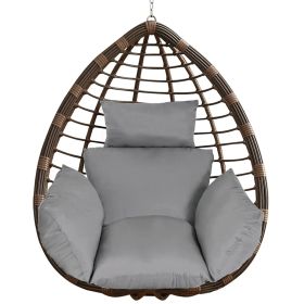 Egg Chair Cushion Hanging Basket Seat Cushion Thicken Soft Egg Swing Chair Pad Hanging Egg Chair Cushion with Headrest (Option: Grey)
