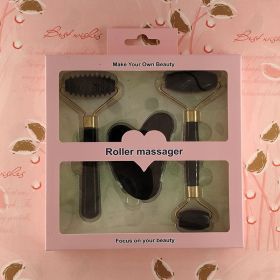 3pcs Set Resin Roller Massager for Face Body Gua Sha Face Care Beauty Health Massage Tool Roller Not Jade Stone Facial Massager (Color: Black)